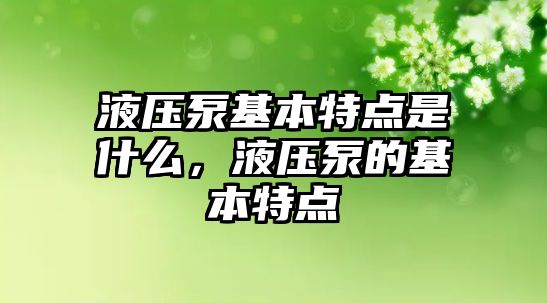 液壓泵基本特點是什么，液壓泵的基本特點